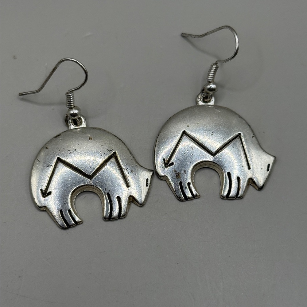 Vintage Silver Bear Dangle Drop Native American S… - image 2